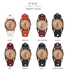 Brand Genuine Leather Bracelet Watch Casual Unisex Leather Quartz