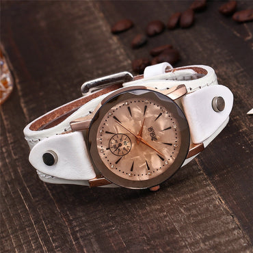 Brand Genuine Leather Bracelet Watch Casual Unisex Leather Quartz