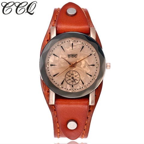 Brand Genuine Leather Bracelet Watch Casual Unisex Leather Quartz