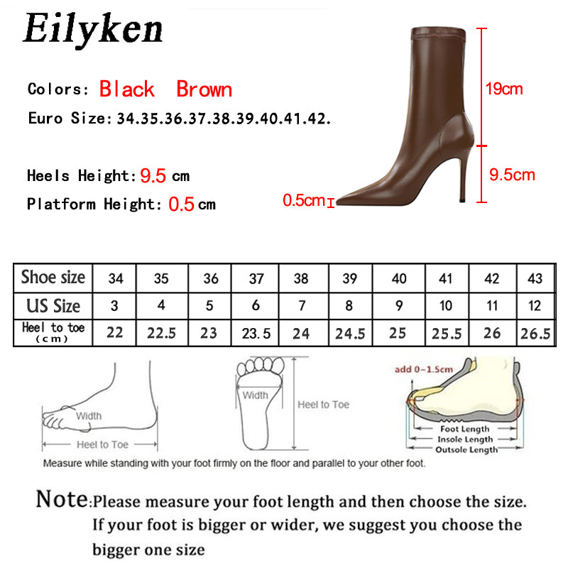 Soft PU Leather Boots Women Pointed Toe Pumps Heels Fashion