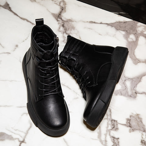 Chunky Shoes for Women Platform Boots Woman Fashion Leather Boots