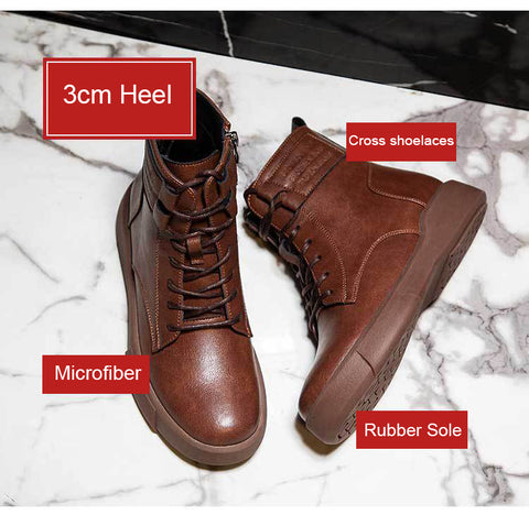 Chunky Shoes for Women Platform Boots Woman Fashion Leather Boots