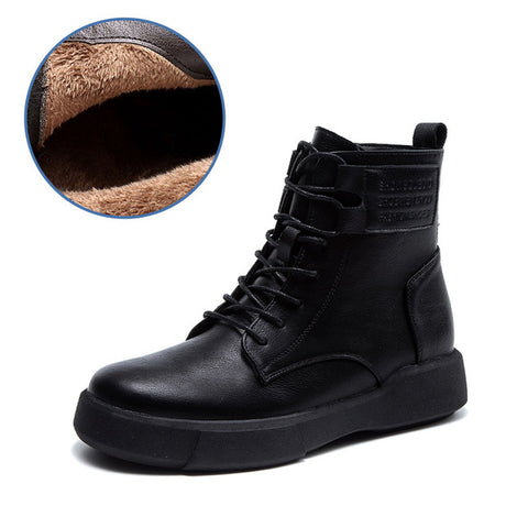 Chunky Shoes for Women Platform Boots Woman Fashion Leather Boots