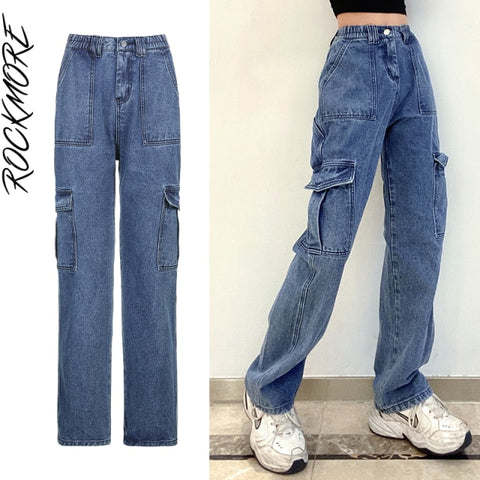 High Waist Jeans Woman Wide Leg Denim Boyfriend Streetwear Clothing