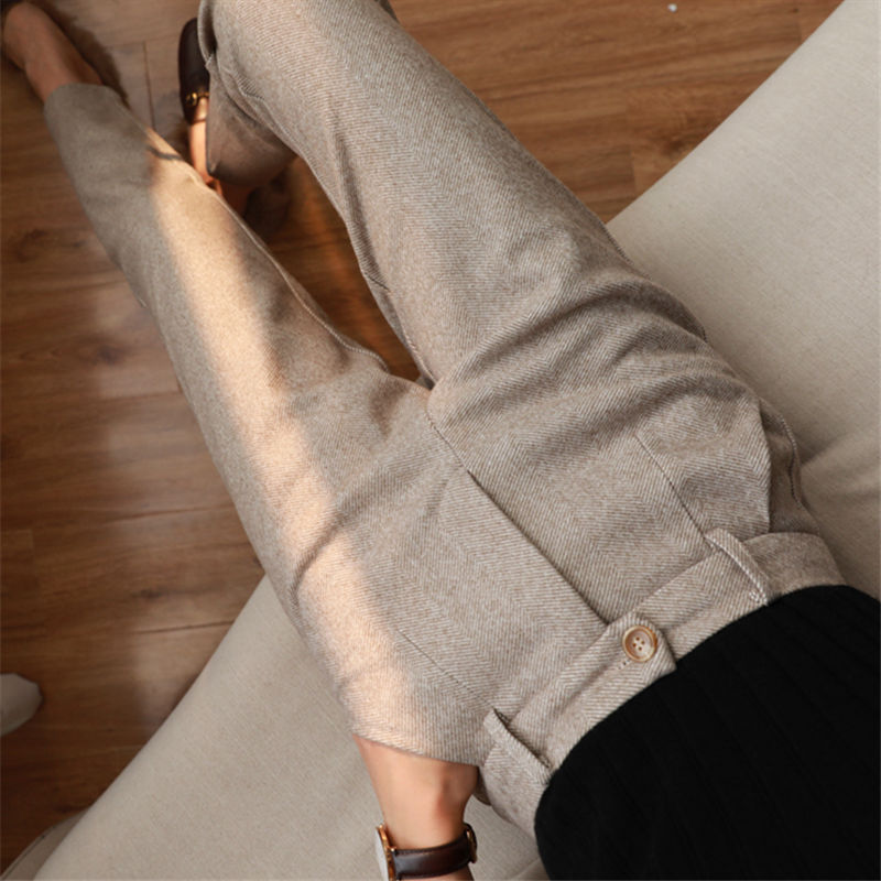 Woolen Pants Women's Harem Pencil Pants  Casual Suit Pants Office