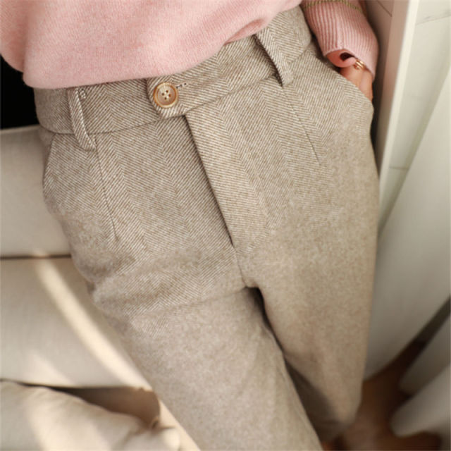 Woolen Pants Women's Harem Pencil Pants  Casual Suit Pants Office