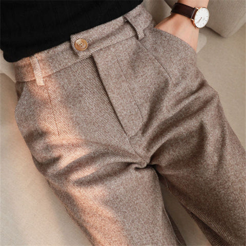 Woolen Pants Women's Harem Pencil Pants  Casual Suit Pants Office