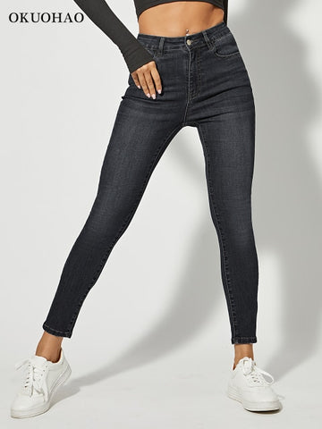 Classic Skinny Jeans Women High Waist Stretch Jean Pant