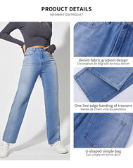 High Waisted Jeans for Women Fashion Baggy Denim Pants Loose Wide Leg Straight