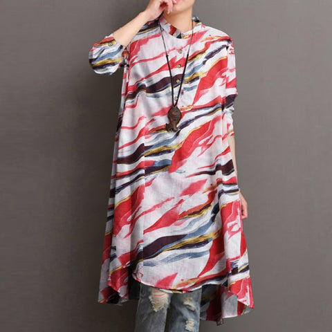 Women's Floral Blouses Elegant Shirt Vestidos Casual Long Sleeve