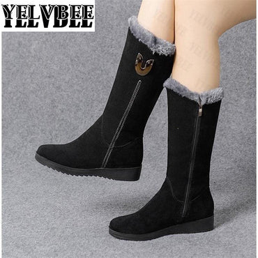 Warm Chelsea High Boots Winter Shoes Woman Flats Fashion Gladiator