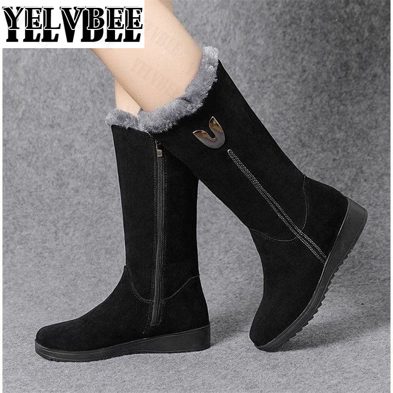 Warm Chelsea High Boots Winter Shoes Woman Flats Fashion Gladiator