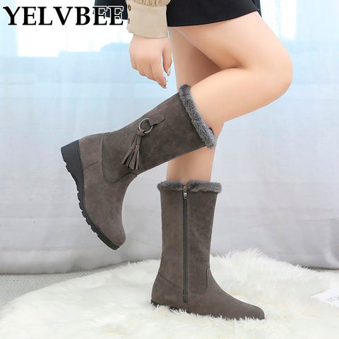 Warm Chelsea High Boots Winter Shoes Woman Flats Fashion Gladiator