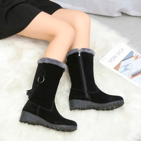 Warm Chelsea High Boots Winter Shoes Woman Flats Fashion Gladiator