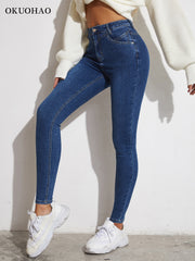 Skinny Stretchy High Waist Jeans Women Elastic Slim Leggings Denim