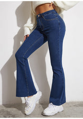 Skinny Bell Bottom Jeans High Waisted Stretch Straight Slim Fit Denim Flare Pants