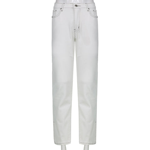 Jeans Y2K Fashion Split Bottom Hem Skinny Denim Jeans Casual