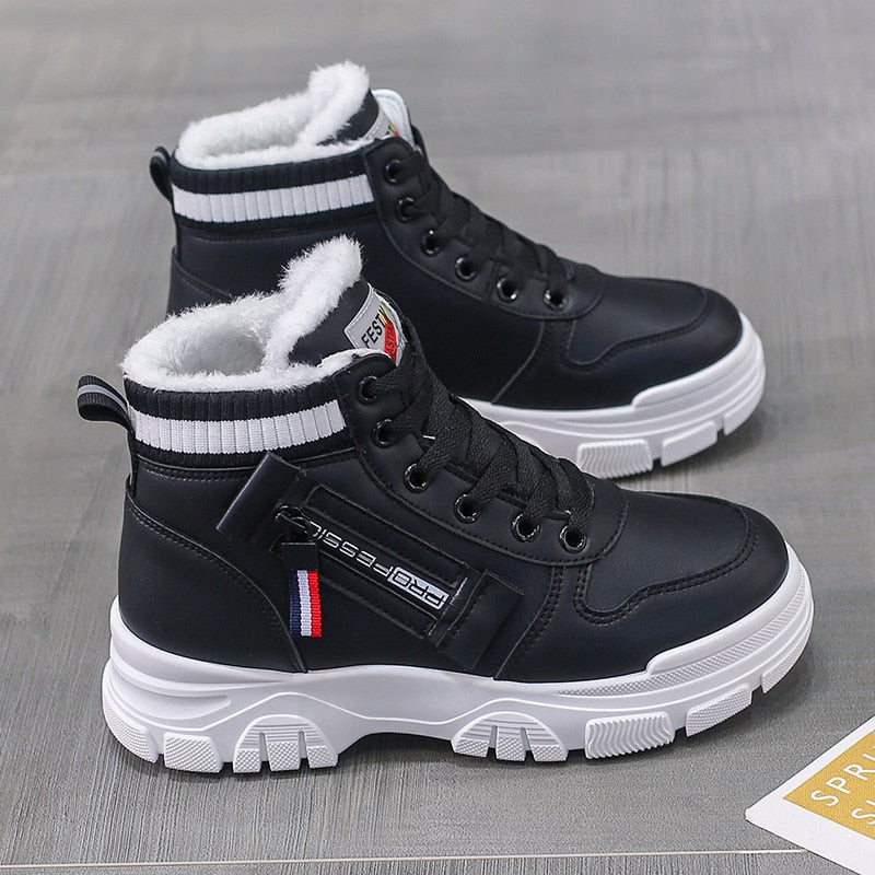 Boots Women Ankle Boots Warm PU Plush Winter Woman Shoes Sneakers ...