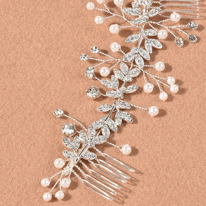 Weave Pearl Crystal Hair Combs Hair Accessories