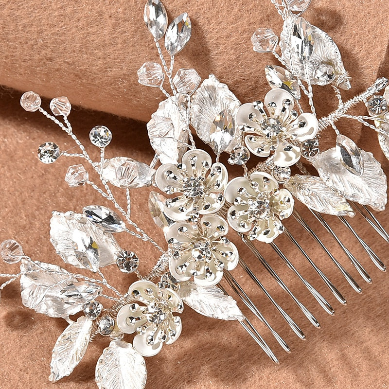 Weave Pearl Crystal Hair Combs Hair Accessories