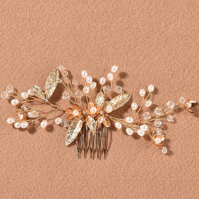 Weave Pearl Crystal Hair Combs Hair Accessories