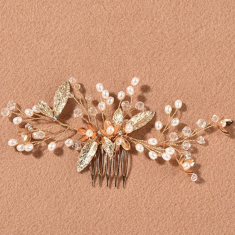 Weave Pearl Crystal Hair Combs Hair Accessories