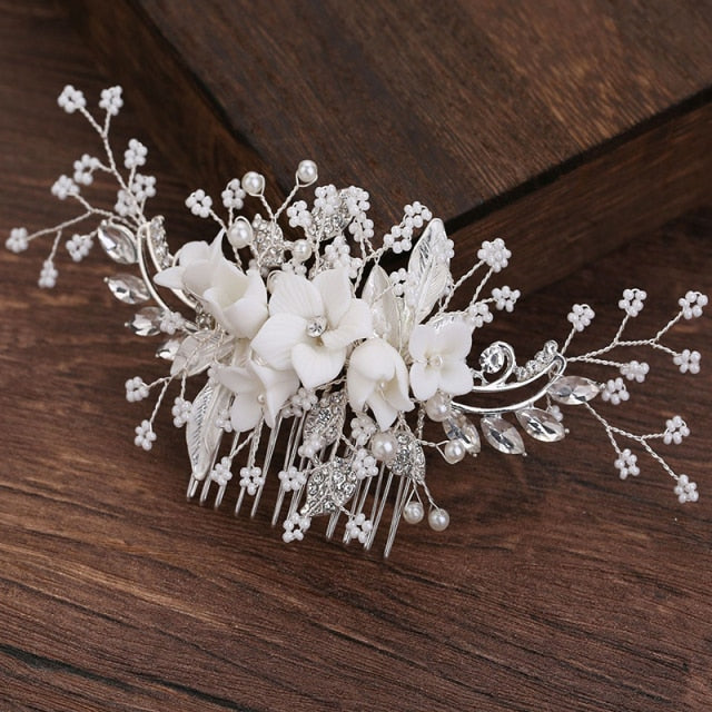 Weave Pearl Crystal Hair Combs Hair Accessories