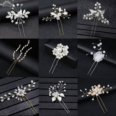 Trendy Flower Crystal Pearl Wedding Hair Pins