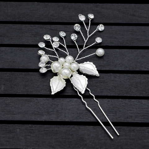 Trendy Flower Crystal Pearl Wedding Hair Pins