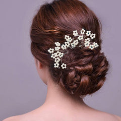 Trendy Flower Crystal Pearl Wedding Hair Pins