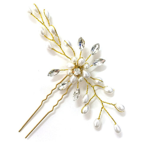 Trendy Flower Crystal Pearl Wedding Hair Pins