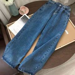 Jeans Street Casual High Waist PantsKorean Fashion Light Blue Straight Jeans