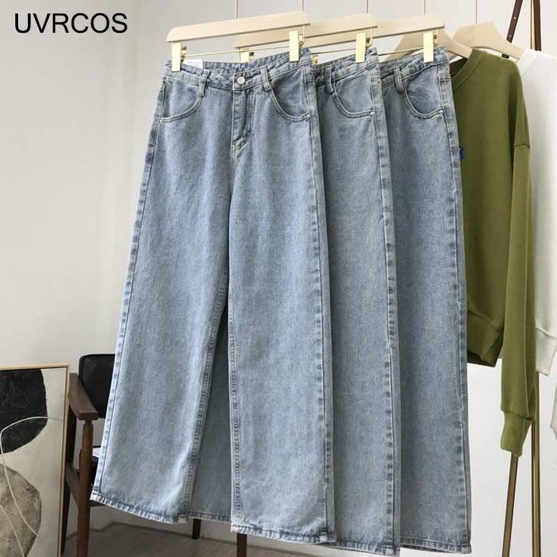 Jeans Street Casual High Waist PantsKorean Fashion Light Blue Straight Jeans