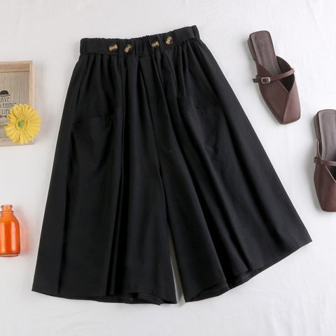 Style Wide Leg Capris Women Short Pants High Elastic Waist Shorts Skirts
