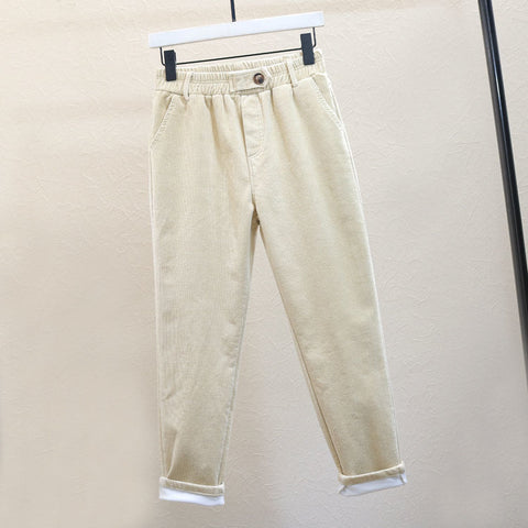 Pants Elastic Waist Solid Corduroy Pant Clothing Basic All-match