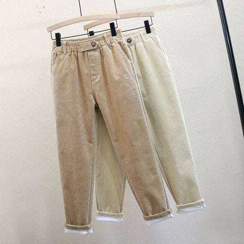 Pants Elastic Waist Solid Corduroy Pant Clothing Basic All-match