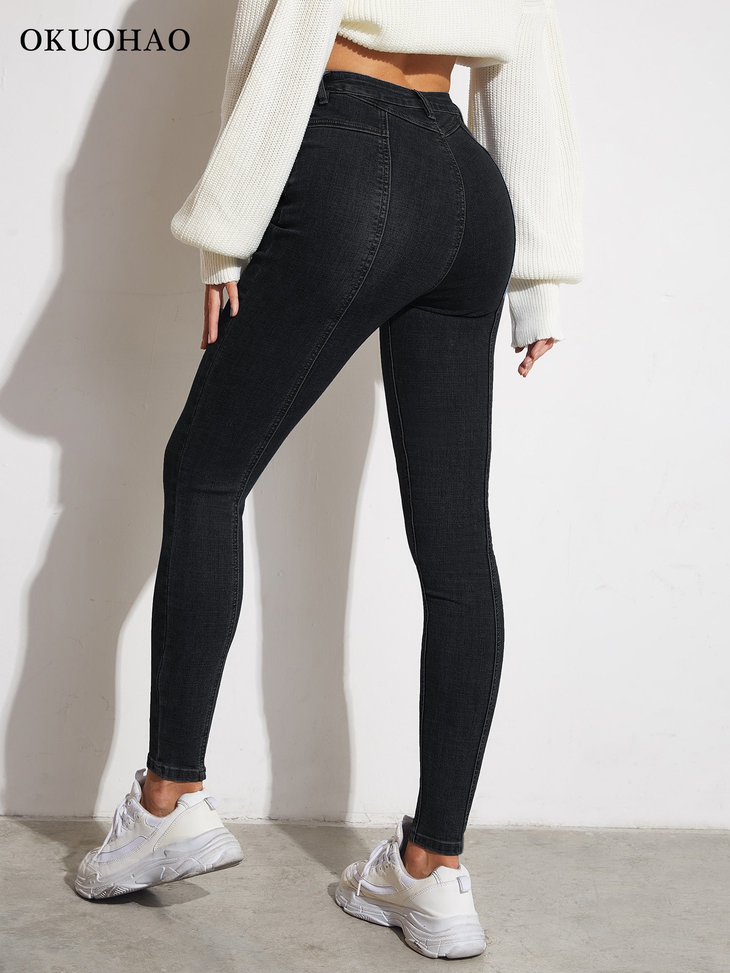 Skinny Stretchy High Waist Jeans Women Elastic Slim Leggings Denim