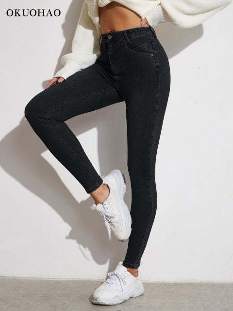 Skinny Stretchy High Waist Jeans Women Elastic Slim Leggings Denim