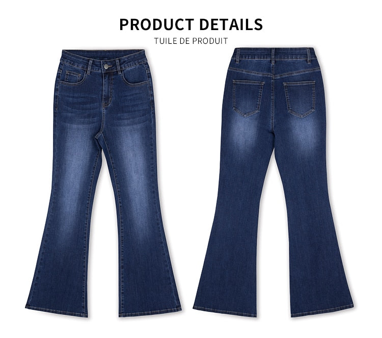 Women High Waist Bell Bottom Skinny Stretch Casual Denim Flared Jeans