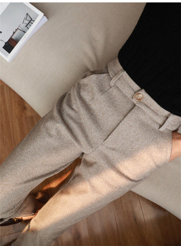 Woolen Pants Women's Harem Pencil Pants  Casual Suit Pants Office