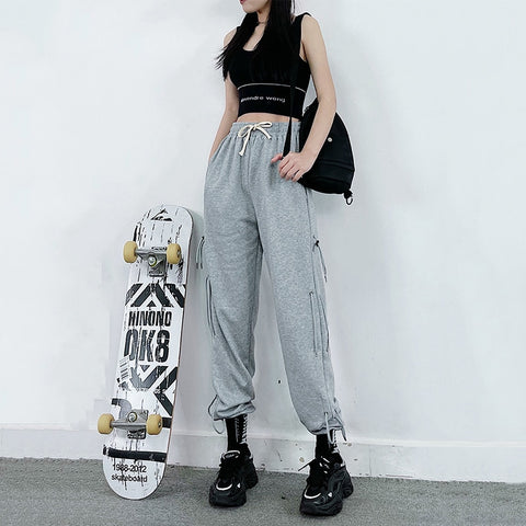 women pants streetwear gothic oversize wide leg trousers casual