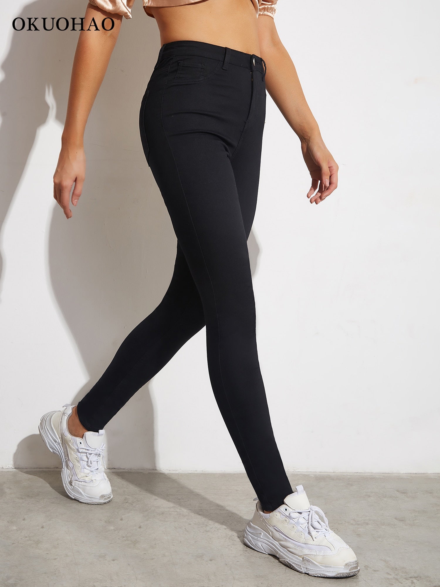 Leggings Jeans Women Stretch Skinny High Waist Black Slim Fitness Pencil Pants