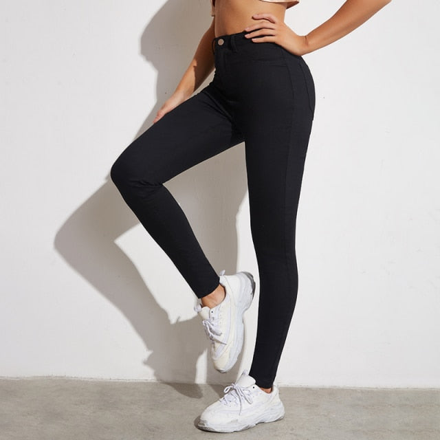 Leggings Jeans Women Stretch Skinny High Waist Black Slim Fitness Pencil Pants