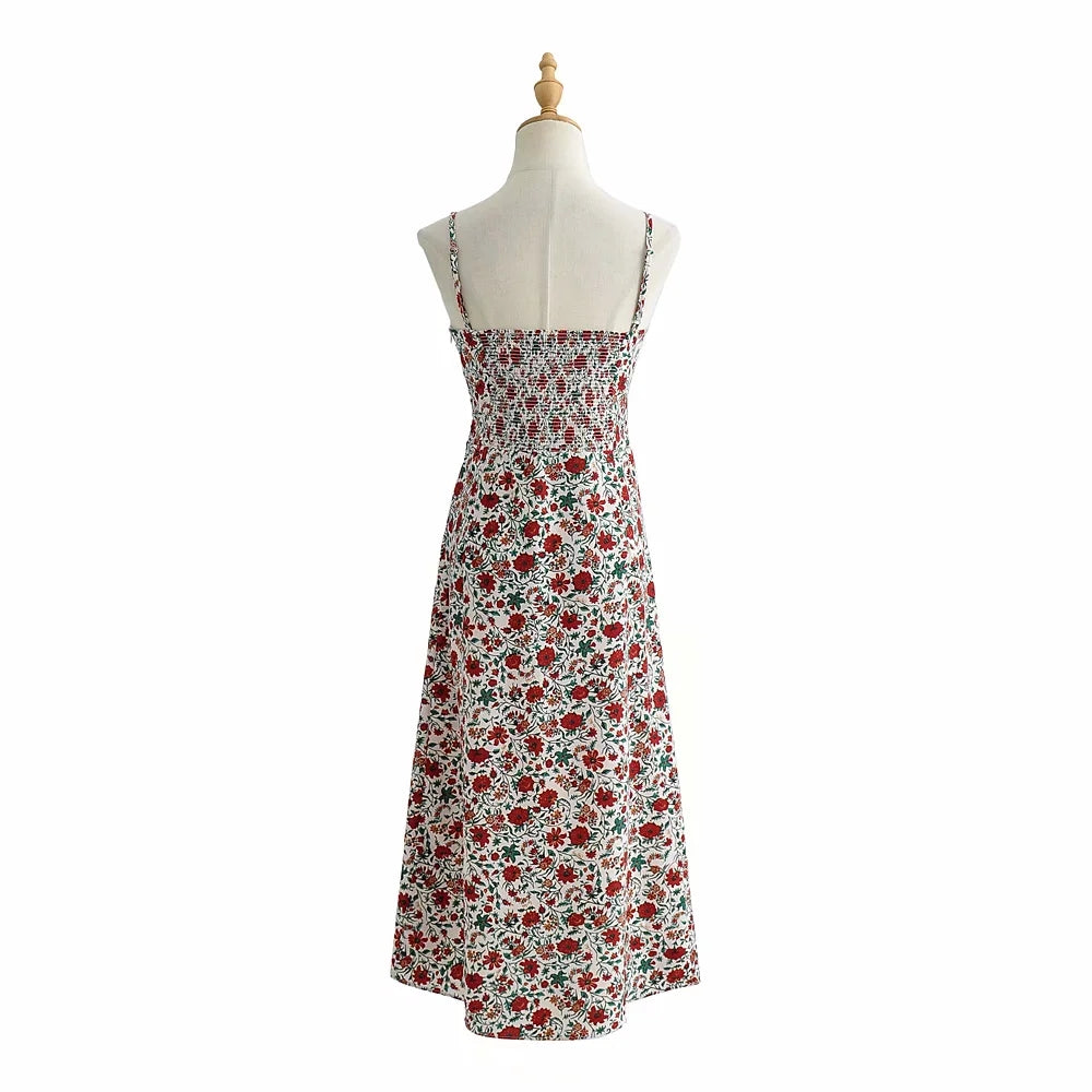 Strap Sleeveless Print Boho Summer Dress Long Women Floral