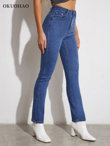 Jeans Women Flare Skinny Leggings Shaping Jeans High Waist Stretch