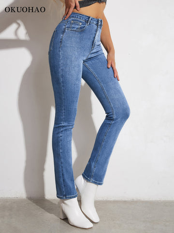 Jeans Women Flare Skinny Leggings Shaping Jeans High Waist Stretch
