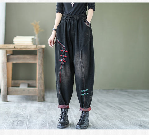 Style Retro Jeans Women Harajuku Vintage Black Street Style Harem Pants