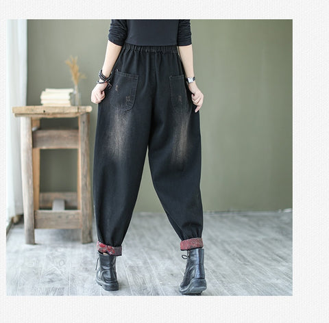 Style Retro Jeans Women Harajuku Vintage Black Street Style Harem Pants