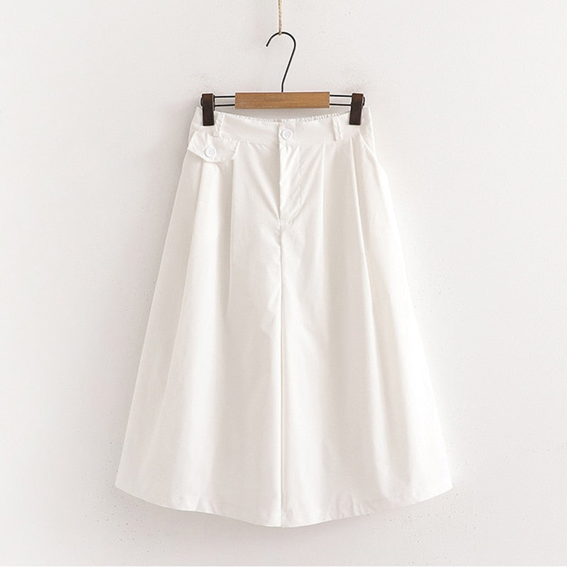 Cotton Midi Wide Leg Baggy Cropped Skirt Pants – lastrafashion