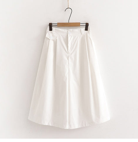 Cotton Midi Wide Leg Baggy Cropped Skirt Pants